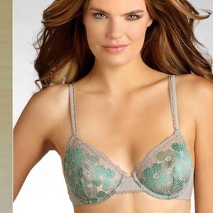 La Perla Charming Flowers  GREEN Bra 905493 sz 34D